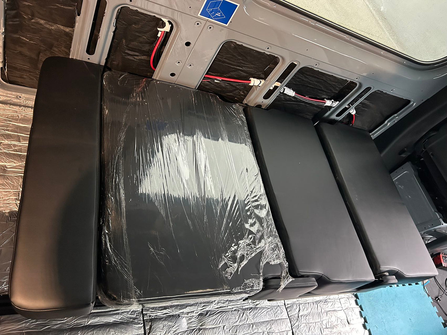 Tri-Fold Camper Van Double Seat and Bed with Seat Belts