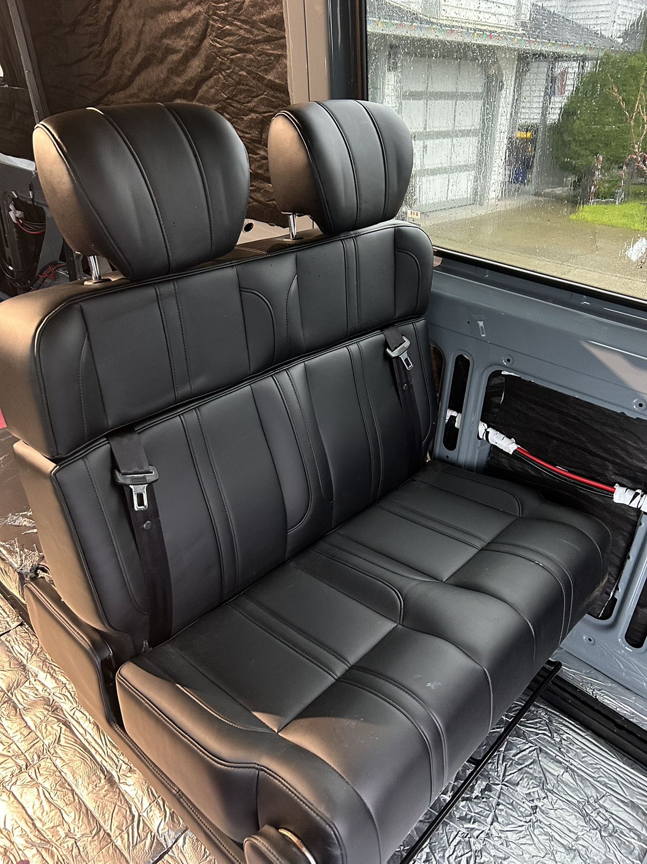 Tri-Fold Camper Van Double Seat and Bed with Seat Belts